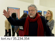 Известный фотожурналист Юрий Михайлович Рост на фотовыставке в московском Центральном выставочном зале "Манеж" (2019 год). Редакционное фото, фотограф Free Wind / Фотобанк Лори