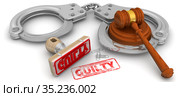 Guilty. The stamp and an imprint. Стоковая иллюстрация, иллюстратор WalDeMarus / Фотобанк Лори