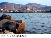 Blurrred image Contaminated lake and metallurgical plant in Norilsk. No focus. Стоковое фото, фотограф Александр Сергеевич / Фотобанк Лори