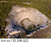 View from drone of ruined theater of ancient Kibyra, Turkey. Стоковое фото, фотограф Яков Филимонов / Фотобанк Лори
