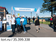 Рыбацкая деревня на фестивале «Ладожская рыба» («Корюшка идет!») в городе Новая Ладога Волховского района Ленинградской области (2020 год). Редакционное фото, фотограф Румянцева Наталия / Фотобанк Лори