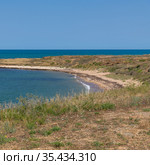 Landscape with the black sea in the steppe part of Crimea (2019 год). Стоковое фото, фотограф Володина Ольга / Фотобанк Лори