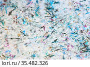 Abstract paint background. Color texture. Brushstrokes of paint. Modern art. Contemporary art. Colorful canvas. Watercolor drips. Brush strokes of multicolored acrylic paint on the canvas. Стоковое фото, фотограф Nataliia Zhekova / Фотобанк Лори