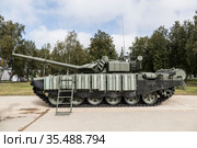 T-72B3 tank with improved combat characteristics (UBH) before demonstration performances. International Military Forum "Army-2020". Alabino landfill, Moscow region, Russia. Редакционное фото, фотограф Наталья Волкова / Фотобанк Лори