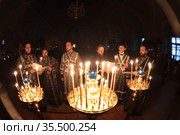 В дни чтение Великого покаянного канона преподобного Андрея Критского, диакон (2021 год). Редакционное фото, фотограф Дмитрий Неумоин / Фотобанк Лори