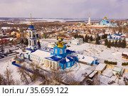 City of Zadonsk. Church of the Assumption of the Blessed Virgin Mary and the Zadonsky Nativity of the Mother of God monastery. Russia. Стоковое фото, фотограф Яков Филимонов / Фотобанк Лори