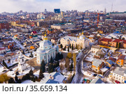 Aerial view of old quarters of Voronezh and Alekseev-Akatov Convent. Стоковое фото, фотограф Яков Филимонов / Фотобанк Лори