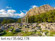 Athena temple in Priene, Turkey. Стоковое фото, фотограф Яков Филимонов / Фотобанк Лори