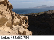 Gran Canaria, amazing sand stone erosion figures in ravines on Punta de las Arenas cape on the western part of the island, also called Playa de Artenara (2021 год). Стоковое фото, фотограф Tamara Kulikova / Фотобанк Лори