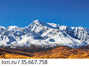 Russia, Altai republic, Yeshtykel tract, snowy mountain peaks of north chui ridge. Стоковое фото, фотограф Наталья Волкова / Фотобанк Лори