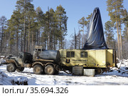 Бурение геологоразведочной скважины. Якутия (2021 год). Редакционное фото, фотограф Анна Зеленская / Фотобанк Лори