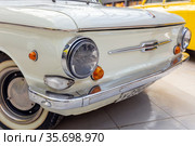 Russia, Samara, February 2021: Old Soviet car ZAZ-968M "Zaporozhets". Редакционное фото, фотограф Акиньшин Владимир / Фотобанк Лори