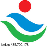 Герб поселка Куросио. Префектура Коти. Япония. Стоковая иллюстрация, иллюстратор Владимир Макеев / Фотобанк Лори