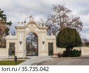 Gate at Festetics Palace, Baroque style, in Keszthely, Lake Balaton area, Central Transdanubia, Hungary, Central Europe. Редакционное фото, фотограф Николай Коржов / Фотобанк Лори