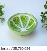 Ceramic cup in the form of half a lime. Стоковое фото, фотограф Эльвира Рахманова / Фотобанк Лори