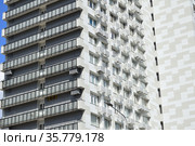Двадцатичетырёхэтажный одноподъездный панельный жилой дом серии 1МГ-601-Ж. Построен в 1968 году. Улица Новый Арбат, 10. Город Москва (2021 год). Стоковое фото, фотограф lana1501 / Фотобанк Лори