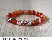 Tibetan Dzi cornelian beads -15 eyes dragon. Стоковое фото, фотограф ElenArt / Фотобанк Лори