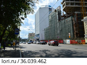 Строительная площадка комплекса апартаментов Tatlin Apartments (Татлин Апартментс). Бакунинская улица, 5. Басманный район. Город Москва (2019 год). Редакционное фото, фотограф lana1501 / Фотобанк Лори