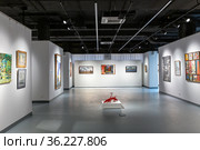 Picture gallery of modern art in Sinara Art Gallery. Interior of the most famous cultural center in the city of Yekaterinburg. Russian Federation. Редакционное фото, фотограф Евгений Ткачёв / Фотобанк Лори