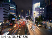 Aoyama-dori avenue at the night lightening. Tokyo. Japan (2019 год). Редакционное фото, фотограф Сергей Пристяжнюк (Serg Zastavkin) / Фотобанк Лори