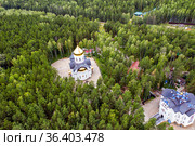 Вид сверху на Среднеуральский женский монастырь. Свердловская область. Россия (2021 год). Стоковое фото, фотограф Евгений Ткачёв / Фотобанк Лори