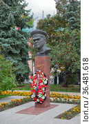 Бюст Г. К. Жукова Нижнем Новгороде на Ошарской площади (2021 год). Редакционное фото, фотограф Ельцов Владимир / Фотобанк Лори