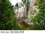 Карстовые ландшафты и река Карьяла. Россия, Архангельская область, Пинежский район. Стоковое фото, фотограф Яковлев Сергей / Фотобанк Лори