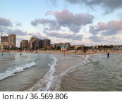 City beach in Ashkelon on the Mediterranean Sea (2021 год). Стоковое фото, фотограф Irina Opachevsky / Фотобанк Лори