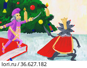 Иллюстрация к сказке 	Э. Т. А. Гофмана "Щелкунчик и Мышиный король". Детский рисунок. Стоковая иллюстрация, иллюстратор Ирина Борсученко / Фотобанк Лори