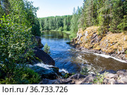 Река Суна. Водопад "Кивач". Республика Карелия. Стоковое фото, фотограф Сергей Афанасьев / Фотобанк Лори