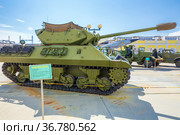 Russia, Verkhnyaya Pyshma, July 2021: British anti-tank self-propelled artillery installation of the Second World War at the site of the Museum of Military Equipment "Military Glory of the Urals". Редакционное фото, фотограф Акиньшин Владимир / Фотобанк Лори