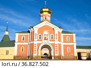 Церковь Филиппа, митрополита Московского крупным планом солнечным октябрьским днем.Валдайский Иверский Святоозерский монастырь. Новгородская область, Россия (2021 год). Стоковое фото, фотограф Виктор Карасев / Фотобанк Лори