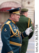 Командующий 1-й гвардейской танковой армией, генерал-лейтенант Сергей Кисель на генеральной репетиции Парада Победы в Москве (2021 год). Редакционное фото, фотограф Free Wind / Фотобанк Лори
