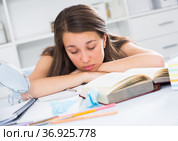Woman is sleeping after productive day. Стоковое фото, фотограф Яков Филимонов / Фотобанк Лори