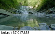 Кавказские горы. Река Дикарка и Змеевские водопады. Caucasus Mountains. Dikarka River and the Zmeykovsky waterfalls. Стоковое видео, видеограф Евгений Романов / Фотобанк Лори