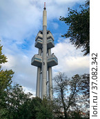 Zizkov Television and Radio Broadcasting Tower in Prague (2021 год). Редакционное фото, фотограф Irina Opachevsky / Фотобанк Лори