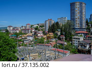 Сочи, городская застройка, вид с Верещагинского (Светлановского) моста (2021 год). Стоковое фото, фотограф glokaya_kuzdra / Фотобанк Лори