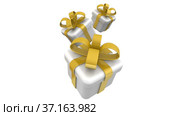 White gift boxes with golden bow. Стоковая анимация, аниматор WalDeMarus / Фотобанк Лори