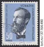 Реджаизаде Махмуд Экрем (1847-1914) - турецкий писатель и литературный критик. Почтовая марка Турции 1964 года. Редакционная иллюстрация, иллюстратор александр афанасьев / Фотобанк Лори