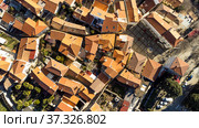 Aerial view of historic Adriatic town of Krk , Island of Krk, Kvarner bay of Adriatic sea, Croatia, Europe. Стоковое фото, фотограф Matej Kastelic / Фотобанк Лори