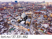 Aerial view of old quarters of Voronezh and Alekseev-Akatov Convent. Стоковое фото, фотограф Яков Филимонов / Фотобанк Лори