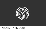 Touch ID video icon for mobile device design. Black background. Security icon. Стоковое видео, видеограф Денис Калетник / Фотобанк Лори