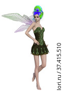 3D Fae girl with colorful wings. Стоковая иллюстрация, иллюстратор Анна Павлова / Фотобанк Лори