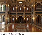 3d render of a luxury palace interior decorated with black and golden marble. Стоковая иллюстрация, иллюстратор Вероника Суровцева / Фотобанк Лори