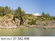 Sartakpaya bridge across the Katun river. Стоковое фото, фотограф Дмитрий Тищенко / Фотобанк Лори