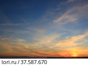 View of the Pitsunda Bay in Abkhazia at sunset. Стоковое фото, фотограф Александр Карпенко / Фотобанк Лори