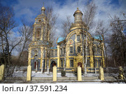 Church of Nicholas Wonderworker in Troekurov (1699), Moscow, Russia (2022 год). Редакционное фото, фотограф Алексей Антипов / Фотобанк Лори