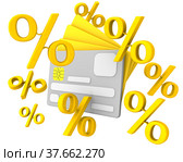 Credit card and percents. Стоковая иллюстрация, иллюстратор WalDeMarus / Фотобанк Лори