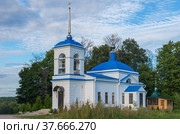 Church of Intercession of Blessed Virgin Mary, Podvorie Saburovo of Holy Trinity-St. Sergius Lavra, near Sergiev Posad, Moscow district, Russia. Редакционное фото, фотограф Алексей Антипов / Фотобанк Лори