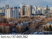 Москва,Западный Административный округ, вид сверху на городскую застройку района Кунцево (2022 год). Стоковое фото, фотограф glokaya_kuzdra / Фотобанк Лори